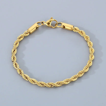 18k Gold Plated 925 Sterling Silver 4MM Chain Bracelets