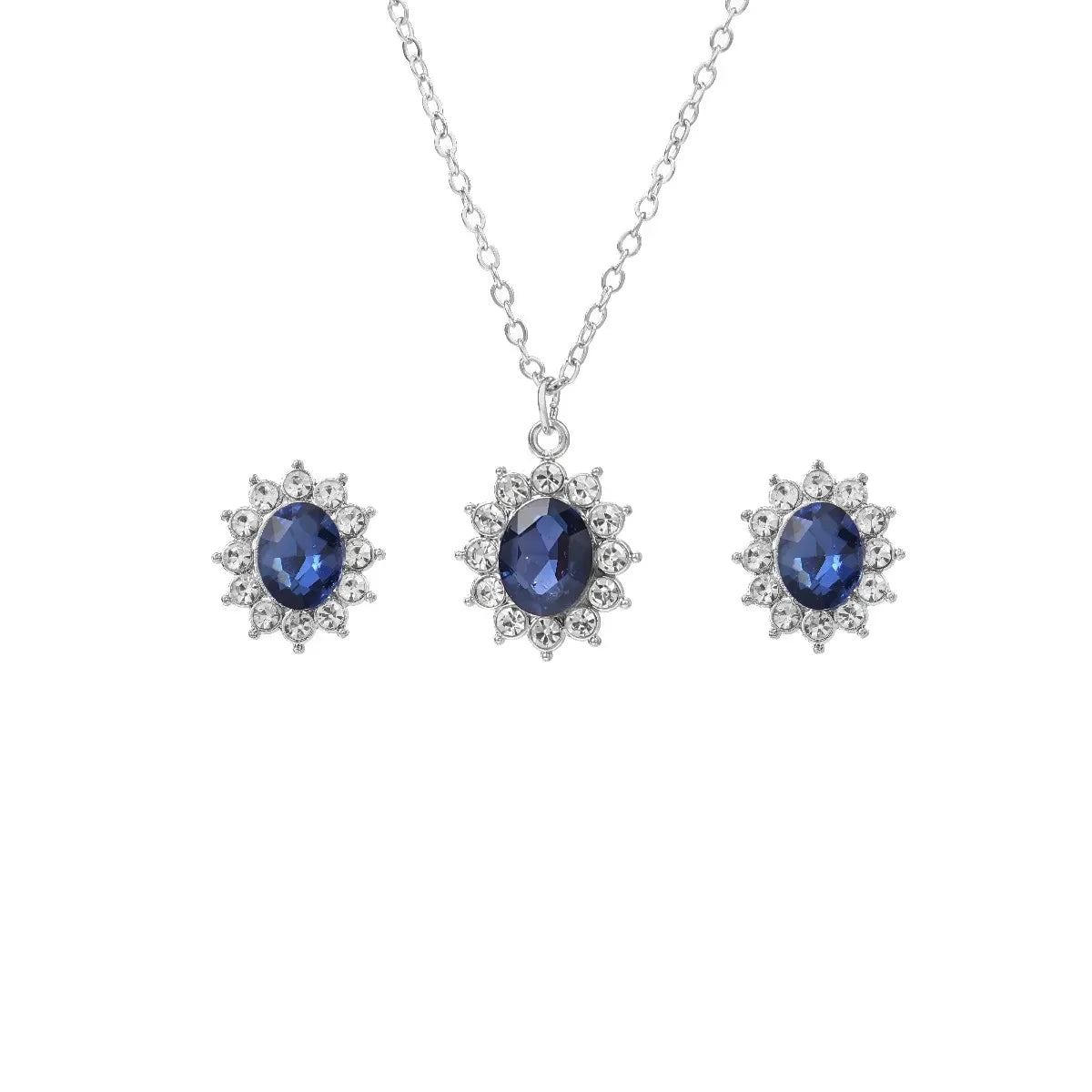 Luxury Women Zircon Necklace & Earrings Jewelry Set