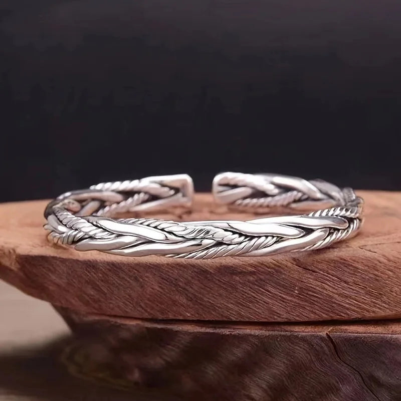 Simple Stainless Steel Twisted Woven Bracelet