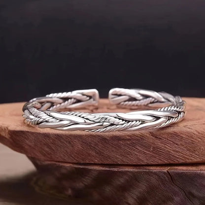 Simple Stainless Steel Twisted Woven Bracelet