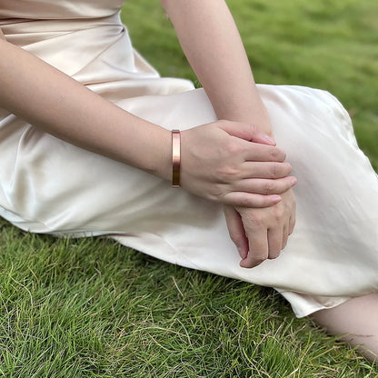 Vinterly Pure Copper Bracelets for Women Men Unisex 8mm Adjustable Open Cuff Bangles Female Resizable Jewelry Soft Metal Simple