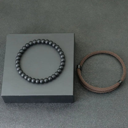 Fashion Mens 2pcs Sliding Adjustable Bracelet