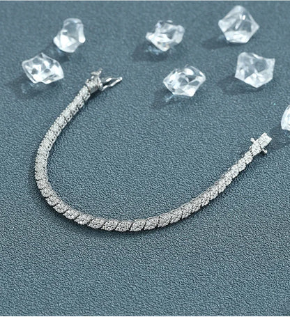 EWYA Full Moissanite Diamond Hook Link Chain Bracelet 1.2mm D Color For Woman Man S925 GRA Certified Couple Bracelets Bangle