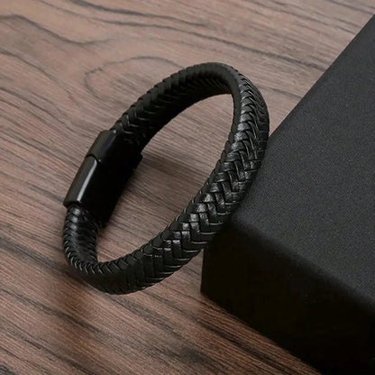 Black PU Leather Magnetic Bracelet