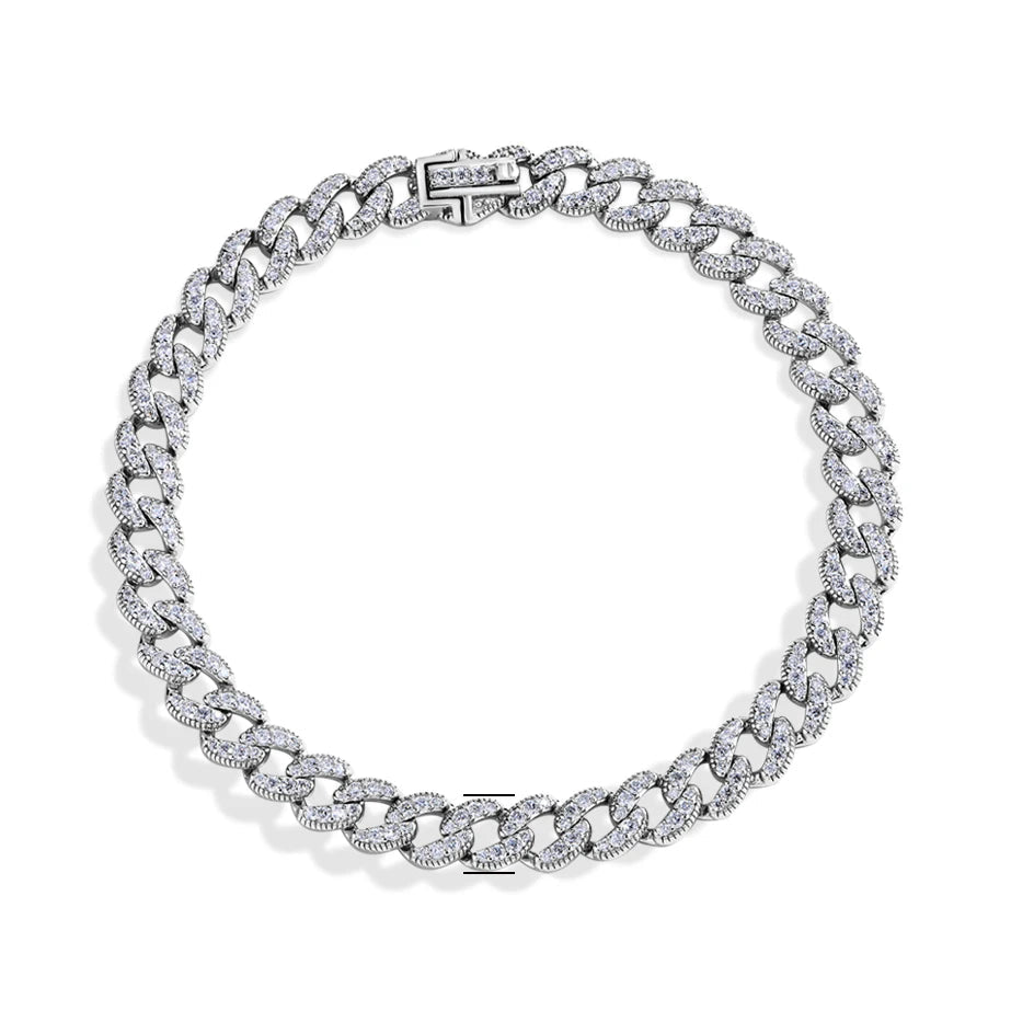 Moissanite Diamond Classic Cuba Chain Bracelet for Men & Women