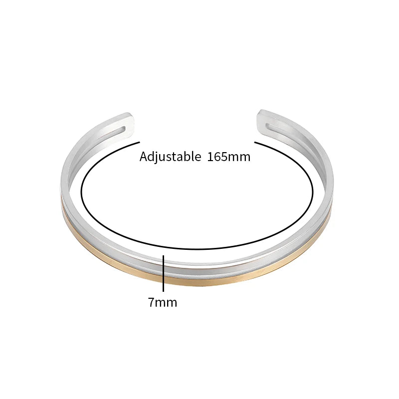 Double-Layer Glossy Titanium Steel Cuff Bracelet for Men's & Women's