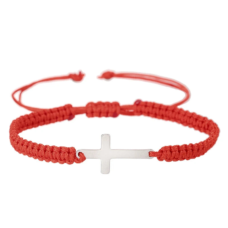 Creative Steel Cross Hand-woven Adjustable Bracelet