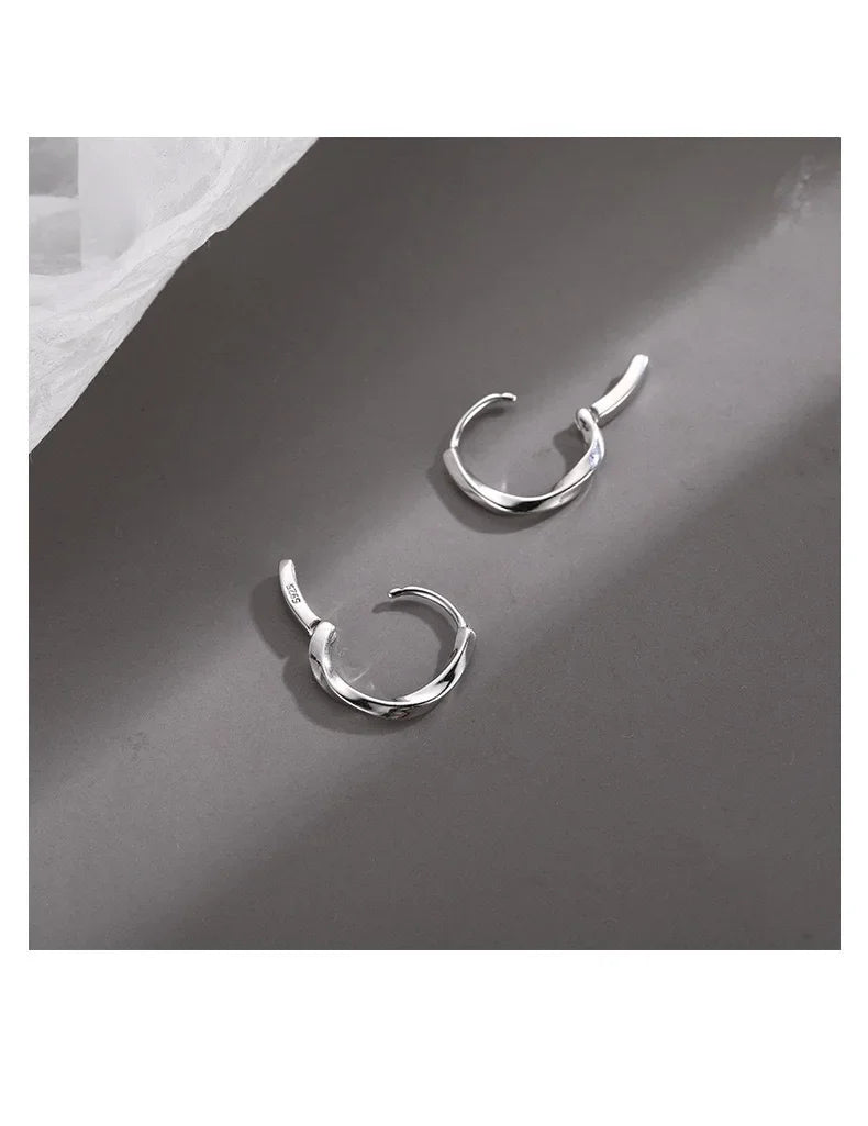 925 Sterling Silver Round Earrings Temperament Simple Inlaid for Women Wedding Jewelry Accessories