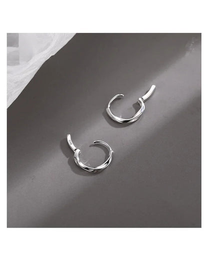 925 Sterling Silver Round Earrings Temperament Simple Inlaid for Women Wedding Jewelry Accessories