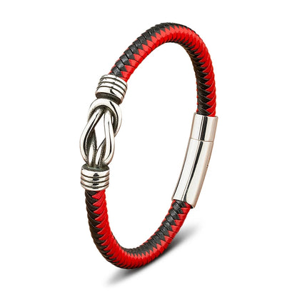Leather Stainless Steel Irregular Bracelet