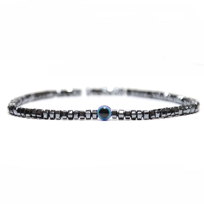 Natural 4mm Stone Beads Evil Eye Bracelet