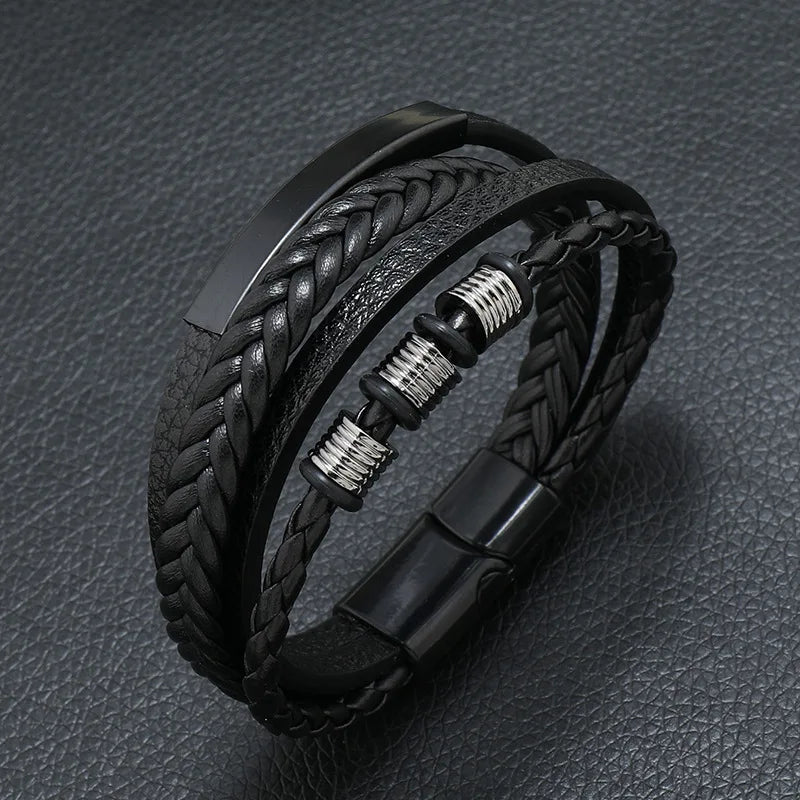 Fashion Trendy Men Leather Bracelets