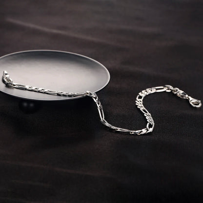 S925 Sterling Silver Bracelet Men Sideways Figaro Jewelry Curb Cuban Bracelets HipHop Style Horse Whip Chain Gift Stock in USA