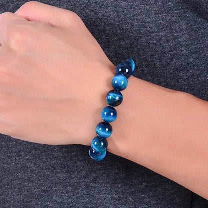 Minimalist Blue Tiger Eye Stone Beaded Bracelet