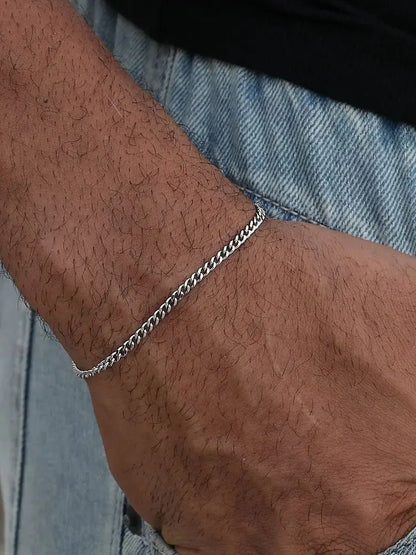 Gold Color Stainless Steel Cuban Chain Men's Bracelet Simple Retro Bracelet For Women Hip Hop Jewelry Trend Accessories Gift