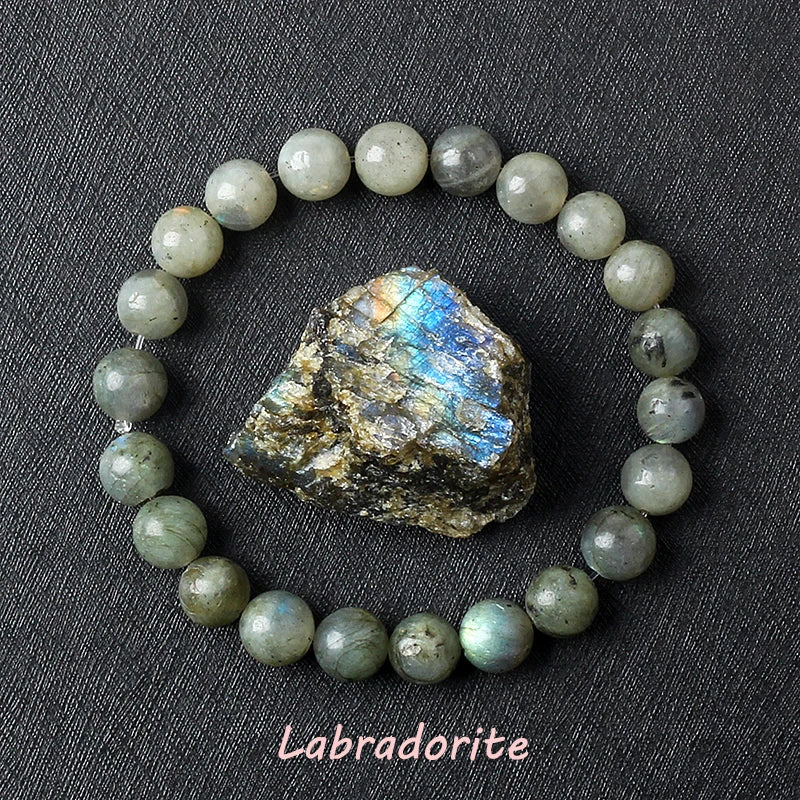 Real Gray Labradorite Bead Bracelet