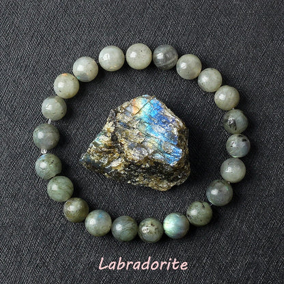 Real Gray Labradorite Bead Bracelet