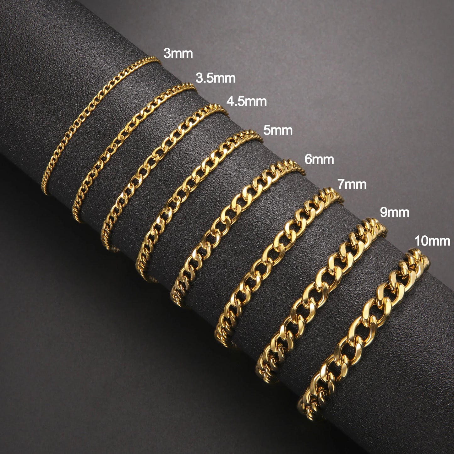 Skyrim 3-10mm Wide Men's Cuban Chain Bracelet Stainless Steel Men Women Minimalist Basic Figaro Chain Jewelry Gift Wholesale