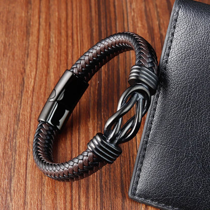 Stainless Steel Genuine Leather Men Bracelet