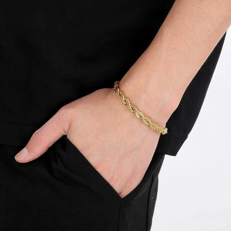 18k Gold Plated 925 Sterling Silver 4MM Chain Bracelets