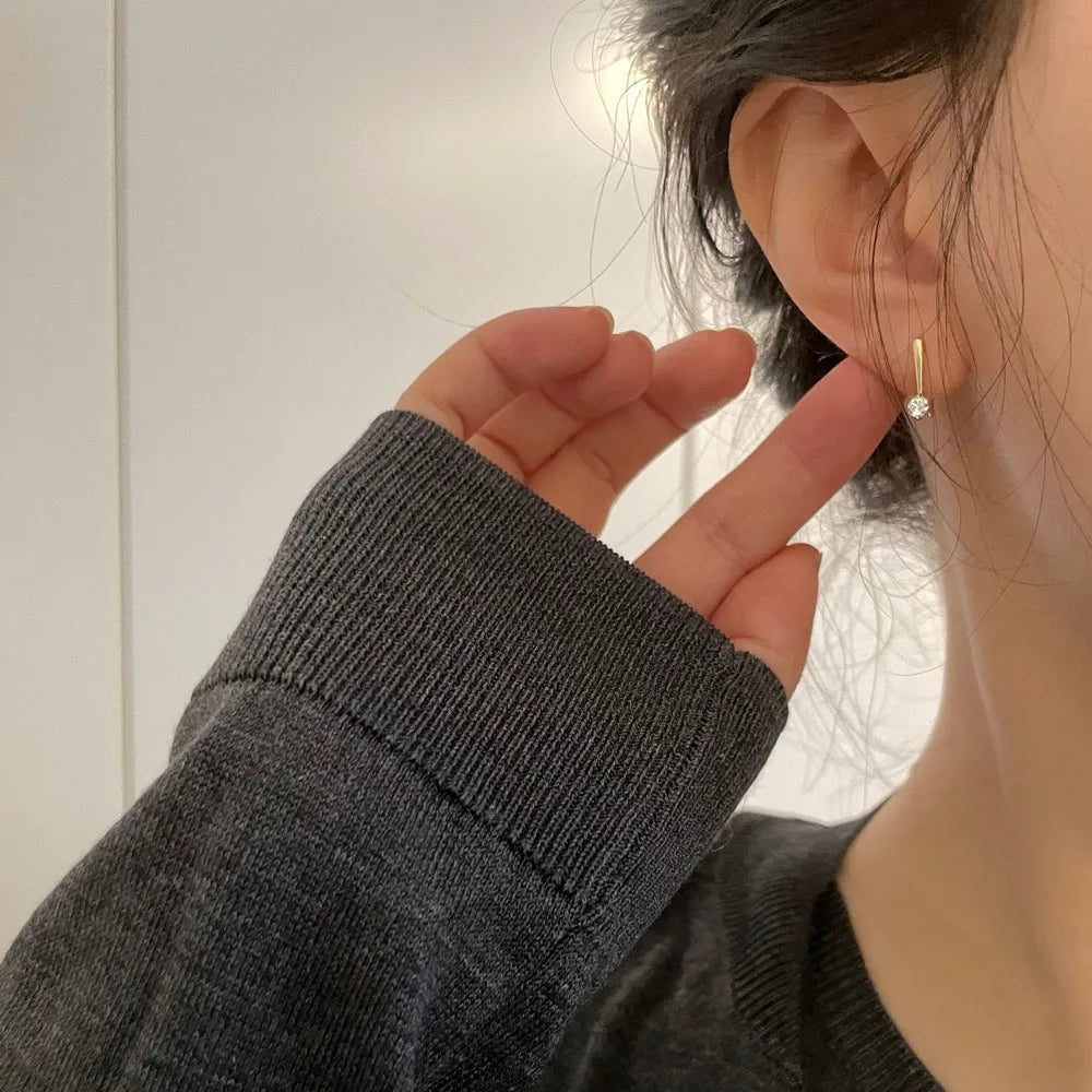 Original Silver 925 14K Gold simple Hook Earrings For Woman Piercing Wedding Luxury Elegant Jewelry