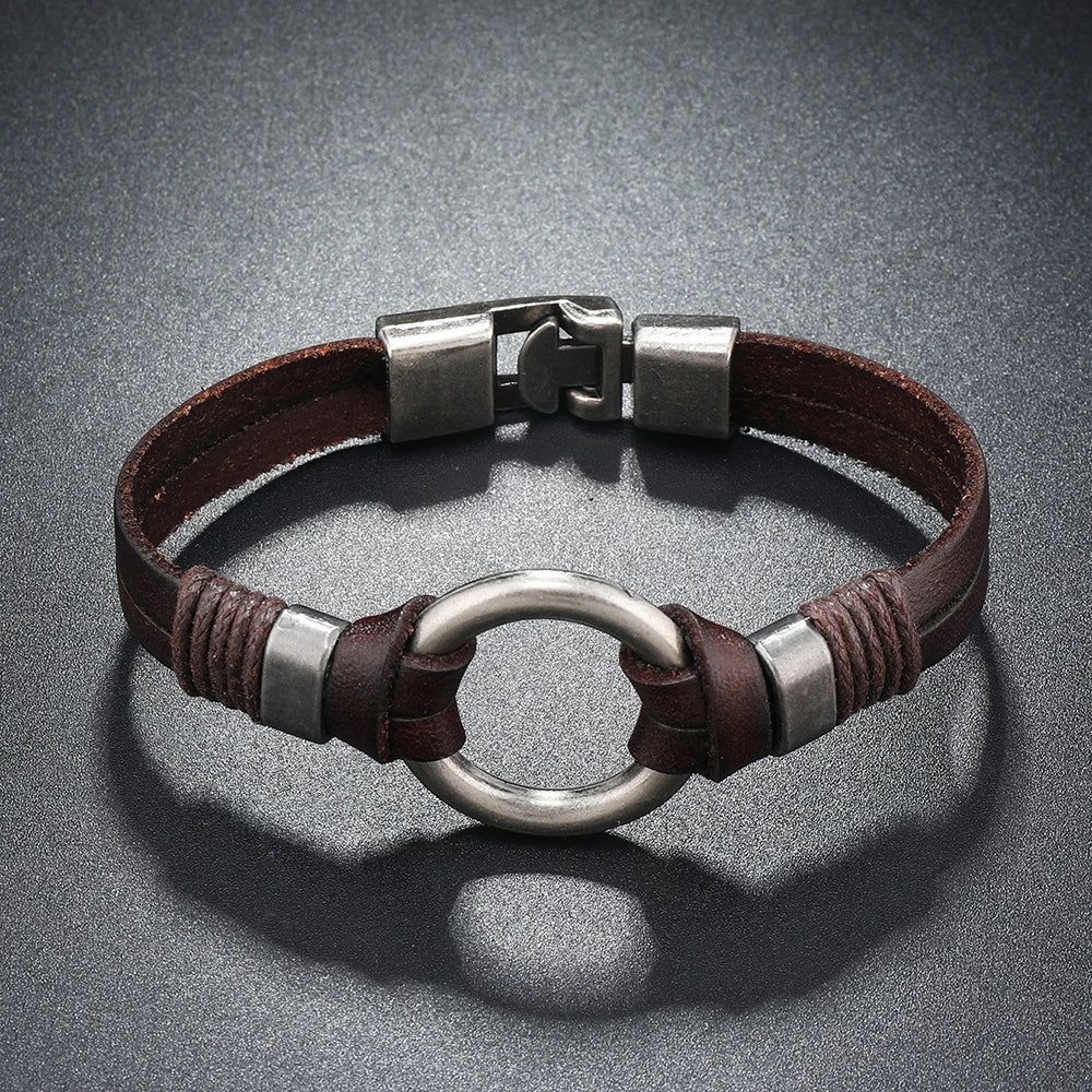 Handmade Genuine Leather Bracelet for Men and Women, Simple Bracelet