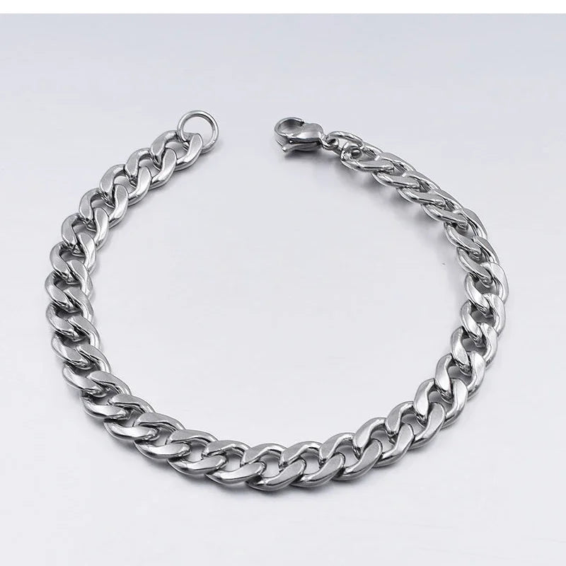 Fashion Stainless Steel Men Curb Cuban Chain Bracelet