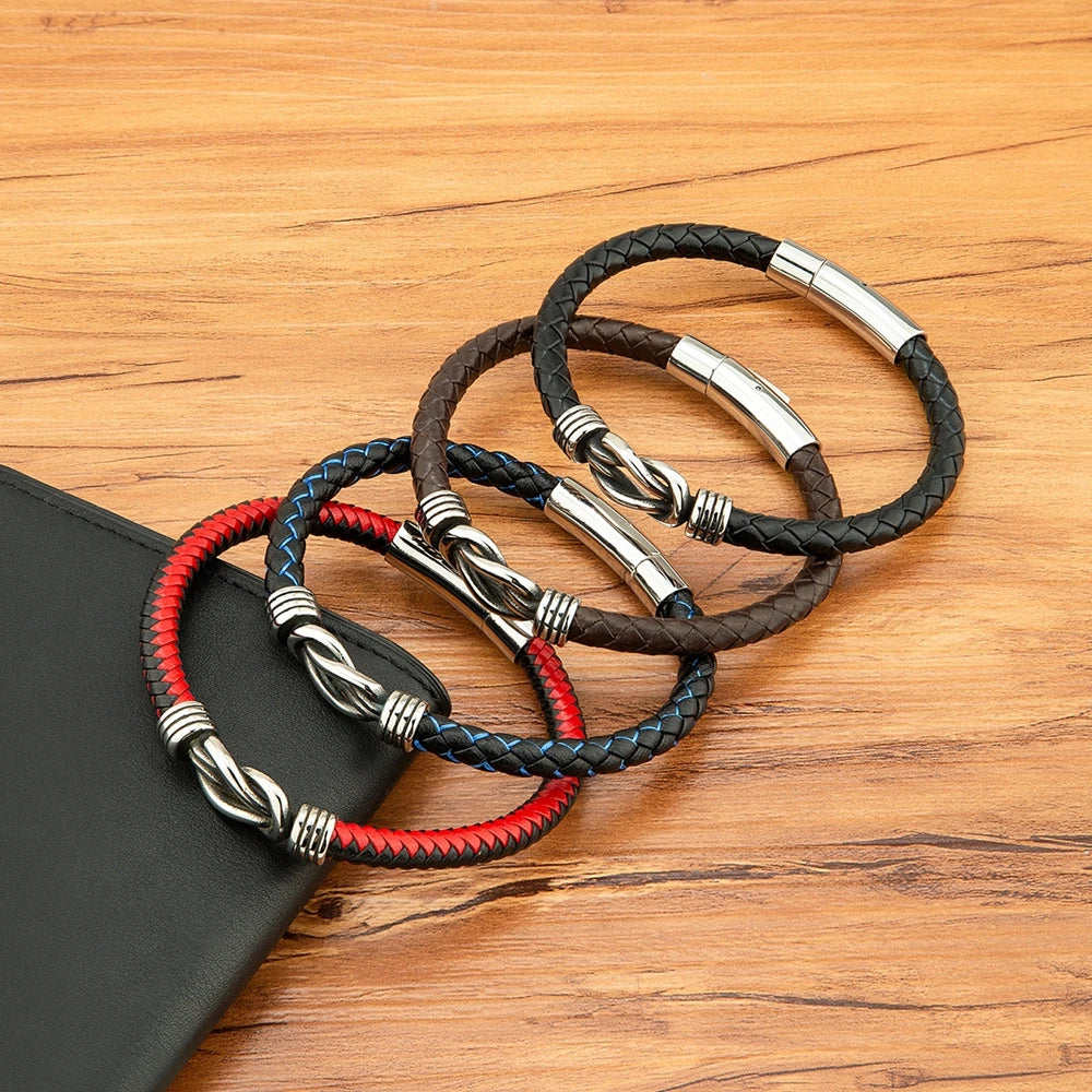 Leather Stainless Steel Irregular Bracelet