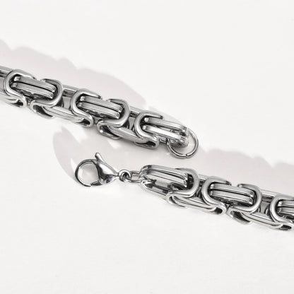 Men's Byzantine Chain Bracelet for Boys, 4/5/6/8MM Wide Stainless Steel Link Wristband,Gifts for Him