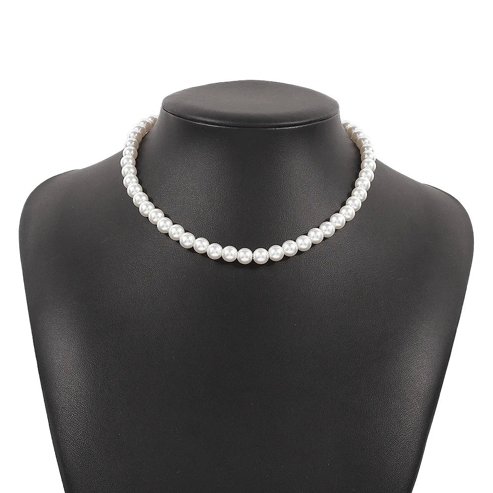 Elegant White Imitation Pearl Choker Necklace For Women