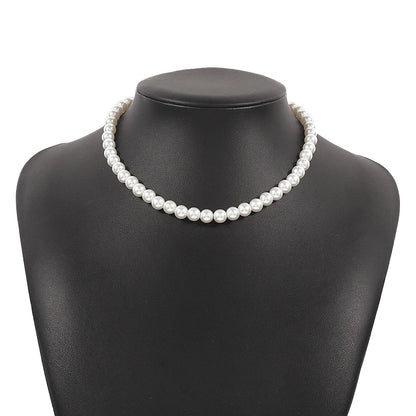 Elegant White Imitation Pearl Choker Necklace For Women