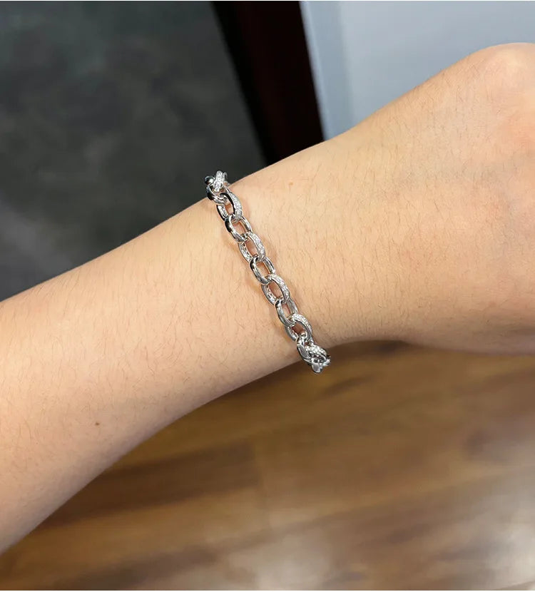 EWYA Full Moissanite Diamond Hook Link Chain Bracelet 1.2mm D Color For Woman Man S925 GRA Certified Couple Bracelets Bangle