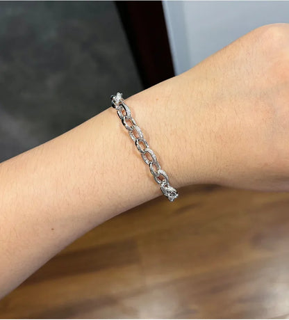 EWYA Full Moissanite Diamond Hook Link Chain Bracelet 1.2mm D Color For Woman Man S925 GRA Certified Couple Bracelets Bangle