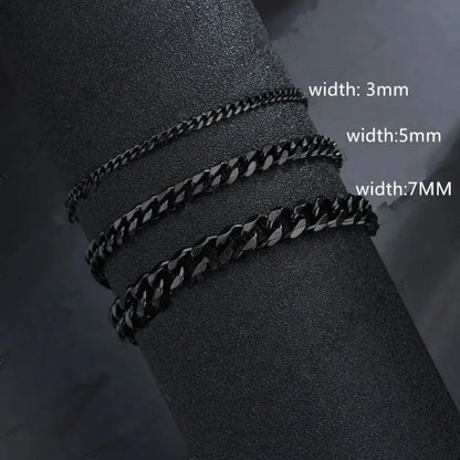 New Trendy Cuban Chain Men Bracelet Classic Stainless Steel 3 5 7mm Width Chain Bracelet For Men Women Jewelry Party Gift