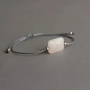 Rectangular faceted rose quartz jewelry bracelet