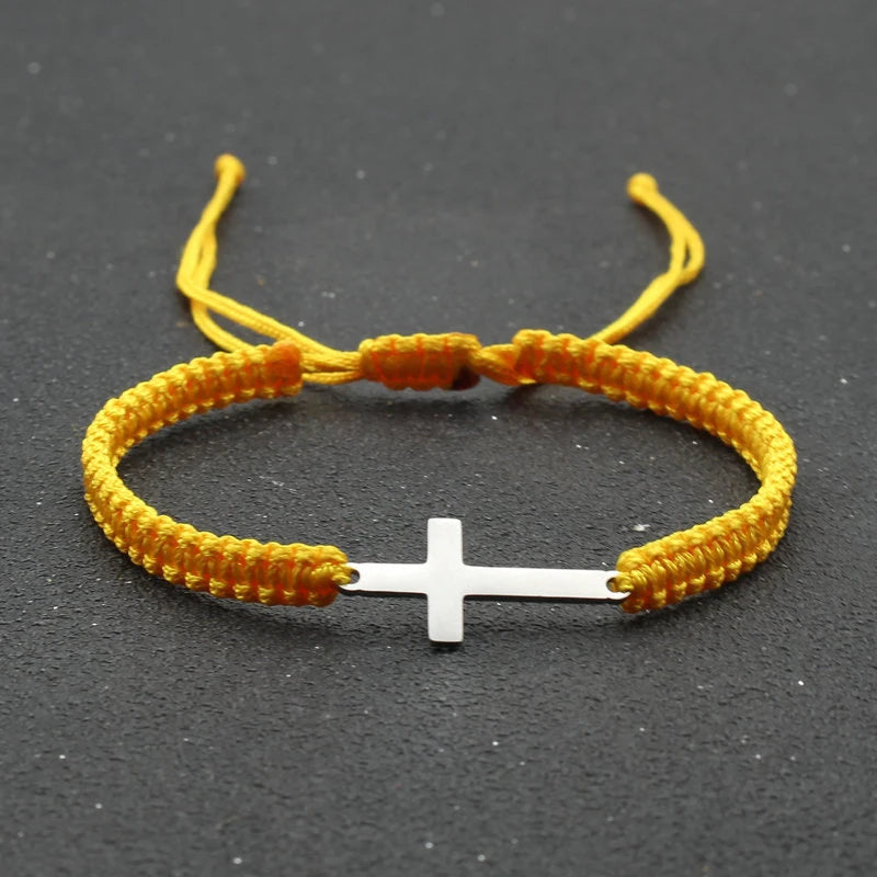 Creative Steel Cross Hand-woven Adjustable Bracelet