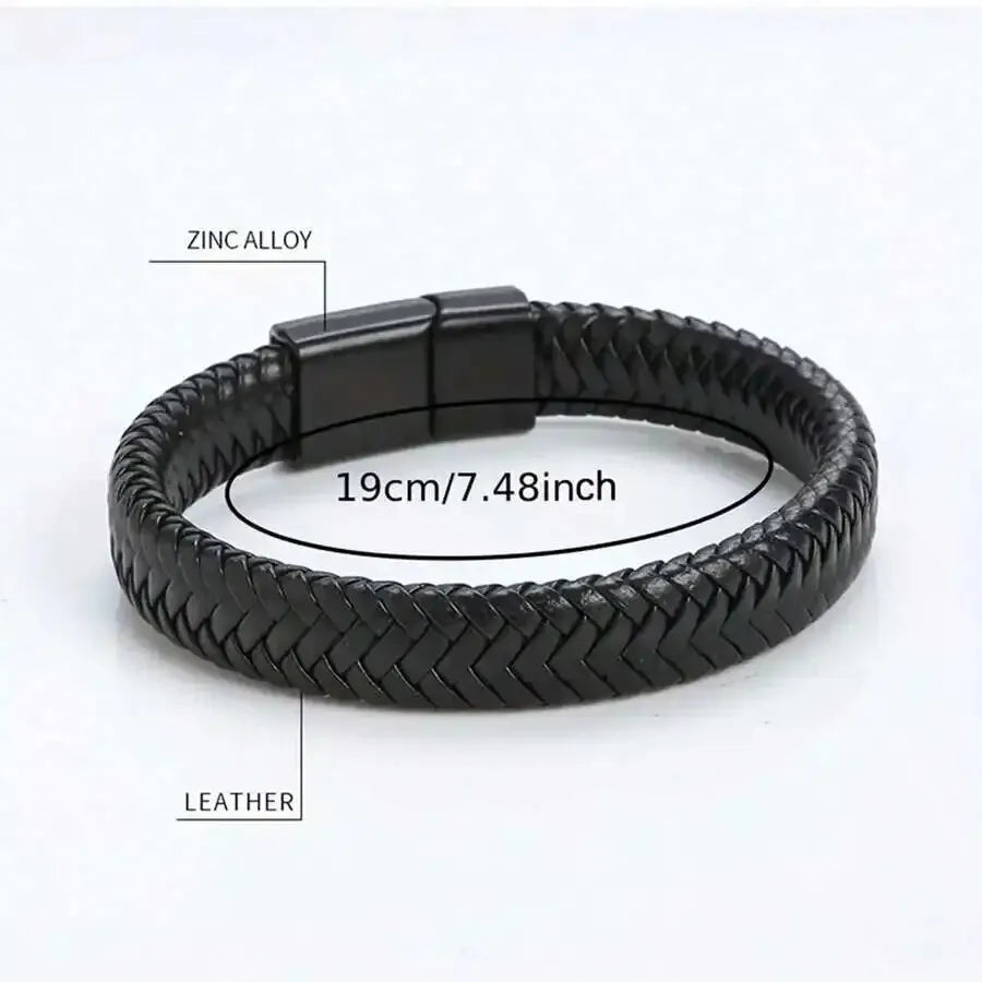Black PU Leather Magnetic Bracelet