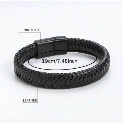 Black PU Leather Magnetic Bracelet