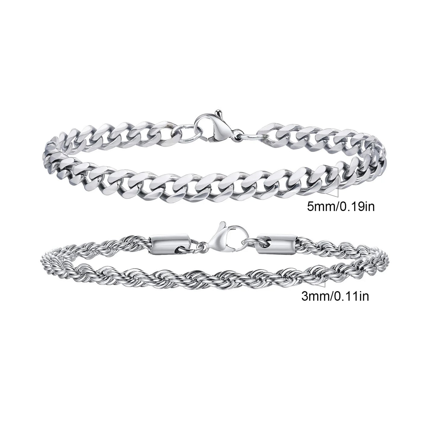 2pcs Men's Chain Bracelets,