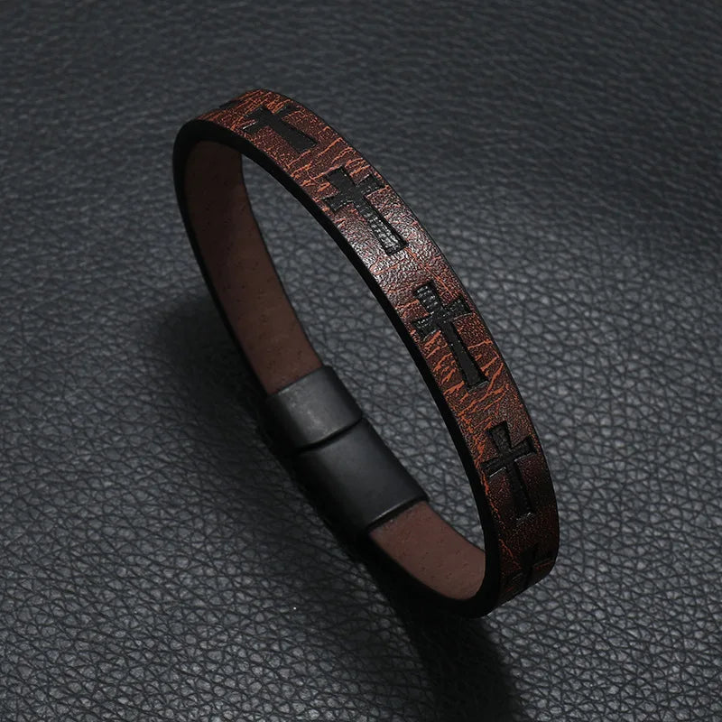 Bangle Detachable Magnet Buckle Leather Bracelet