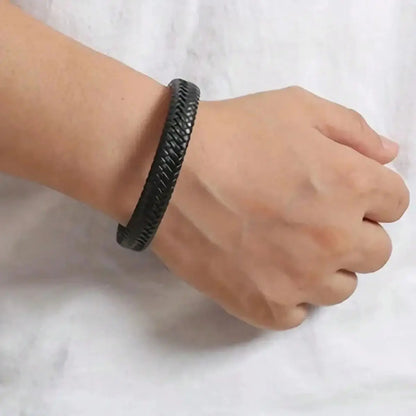 Black PU Leather Magnetic Bracelet