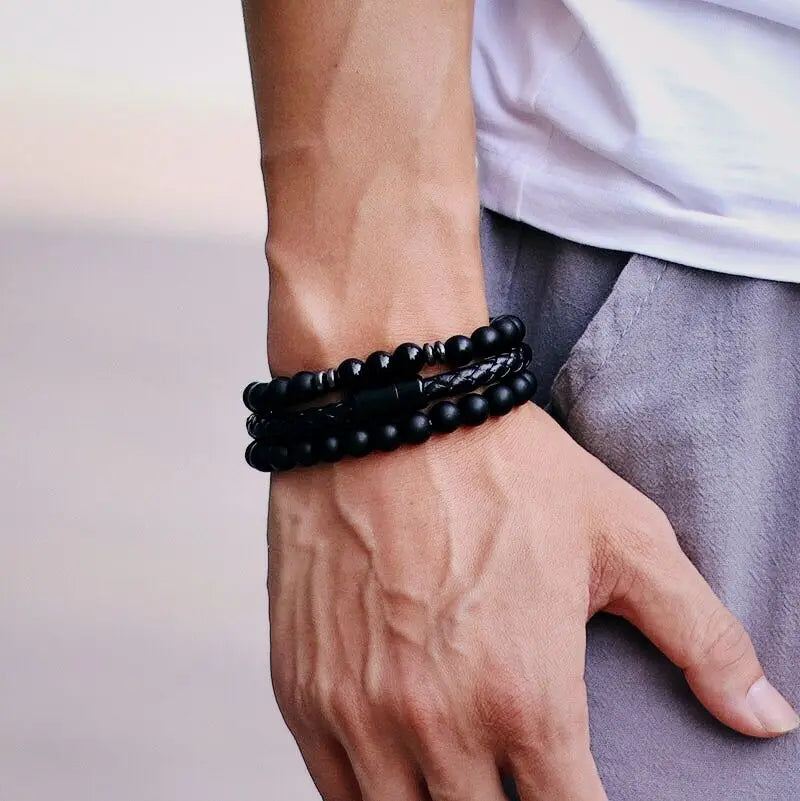 Noter 3pcs Set Magentic Clasp Leather Braclet