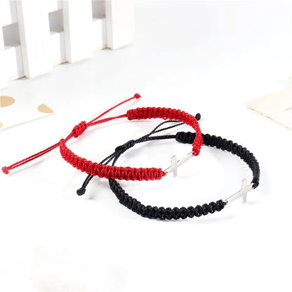 Creative Steel Cross Hand-woven Adjustable Bracelet