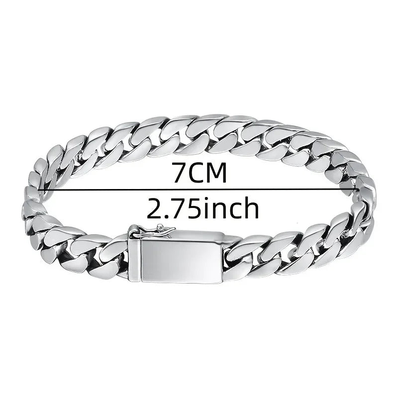 Stainless Steel Cuban Bracelet Classic Casual Jewelry for Men Fashion Charm Gift for Boyfriend