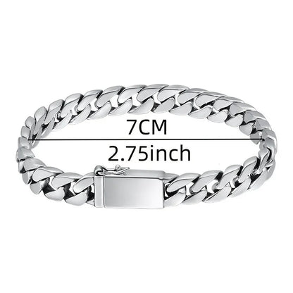 Stainless Steel Cuban Bracelet Classic Casual Jewelry for Men Fashion Charm Gift for Boyfriend