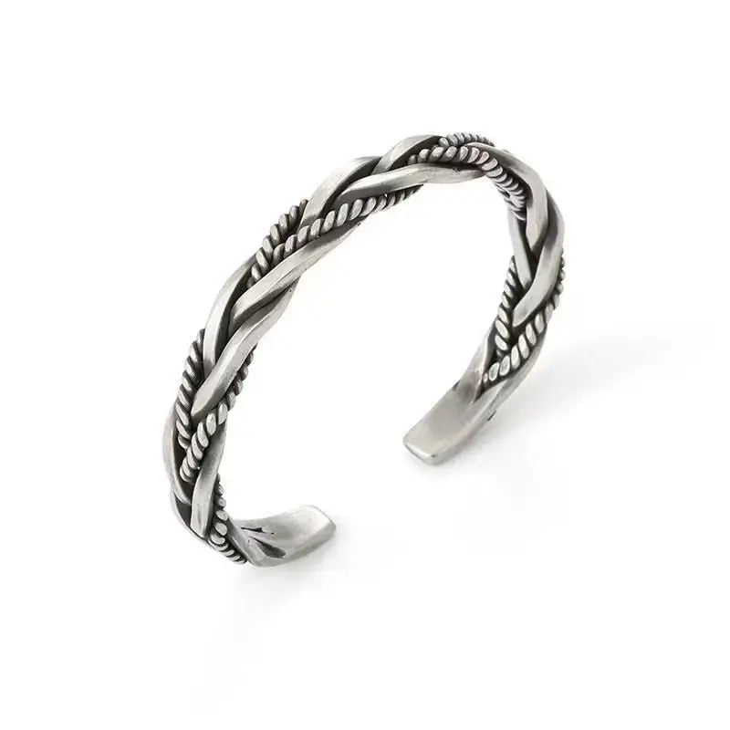 Silver Plated Twisted Twist Cuff Bracelet