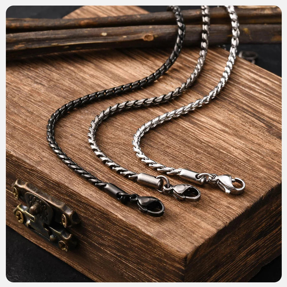 Vnox Slim 2.5mm Snake Links Bracelets for Men Teens Boys,Adjustable Stainless Steel Twisted Chain Bracelets,Simple Metal Jewelry