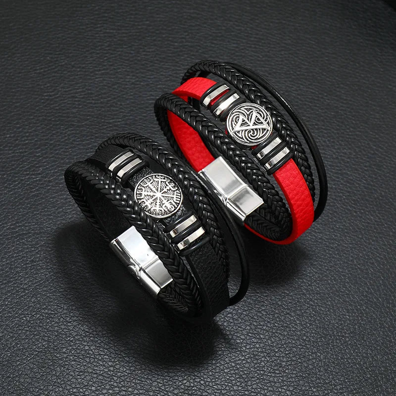 Fashion Trendy Men Leather Bracelets