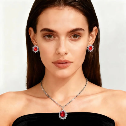 Luxury Women Zircon Necklace & Earrings Jewelry Set