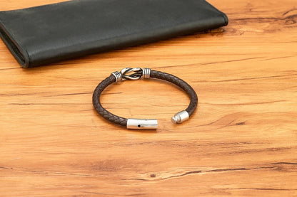 Leather Stainless Steel Irregular Bracelet